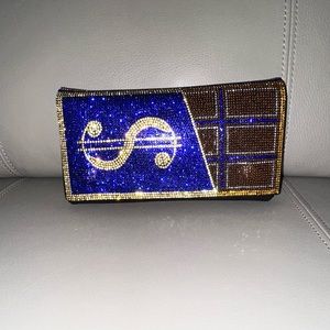 New royal blue money zippered wallet with strap